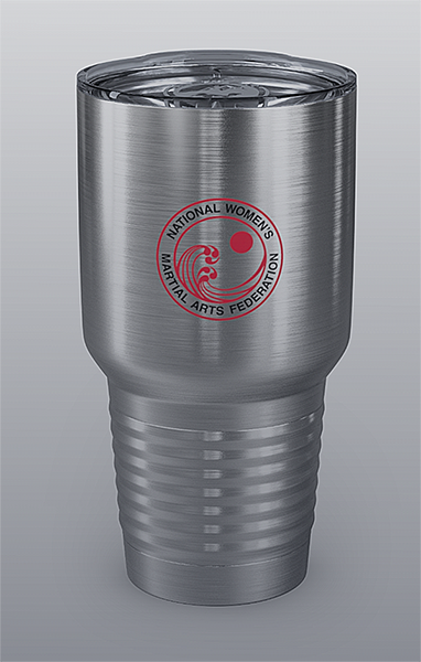 silver thermos with nwmaf logo