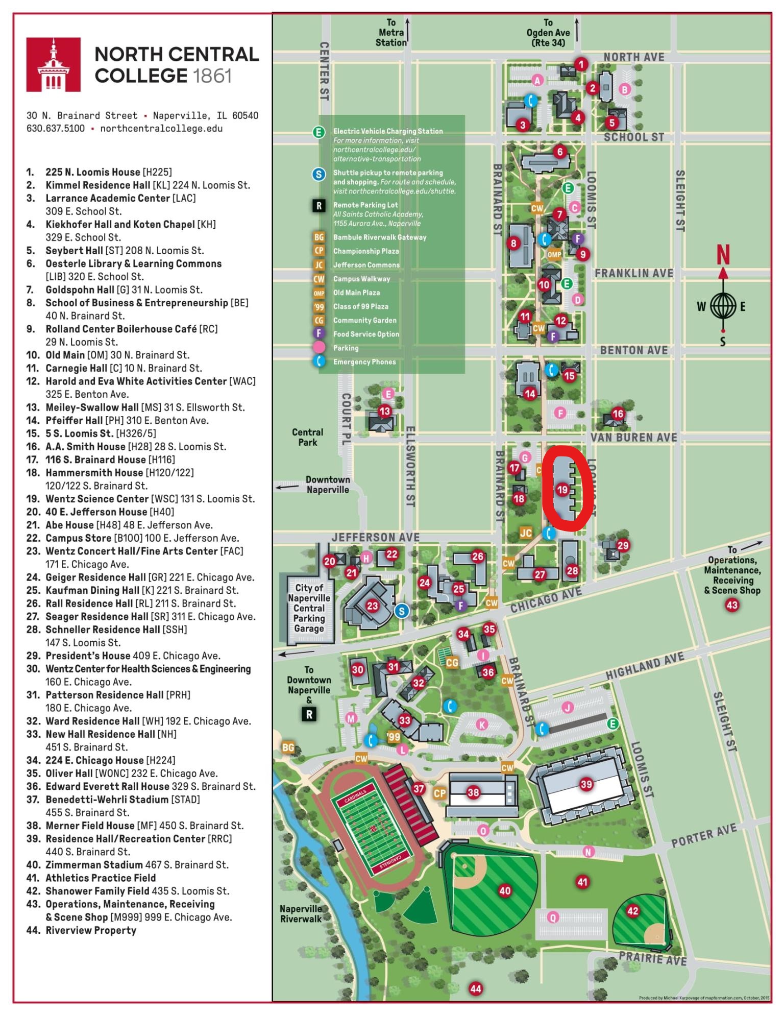 Campus Map WSC Wentz Science Center: training and classrooms 19
